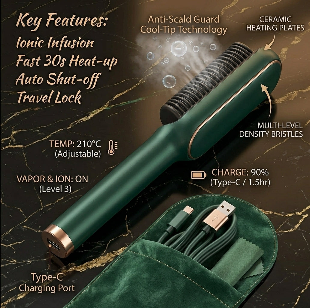 GlideGlow Pro 3-in-1 Ionic Hair Straightening Comb